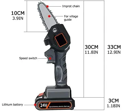  Energup OEM 24V Мини Электрическая цепная пила аккумуляторная 4-дюймовый литиевая батарея портативный электрическая бытовая (с помощью одной