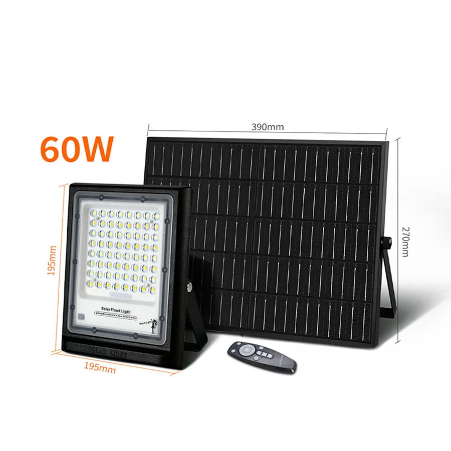 Factory Price Wholesale Solar Outdoor Patio Lamp 60W 100W 200W Remote Control Solar Power Flood Light