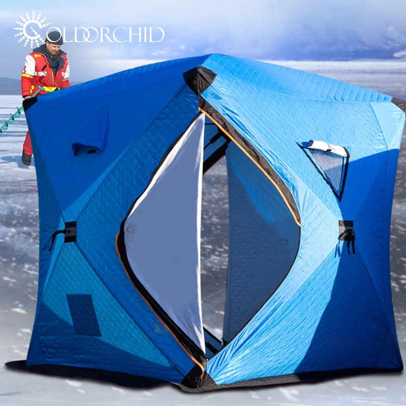 Pop up Custom Outdoor Sauna Tent Room Portable Square Hiking Insulated Camping Ice Cube Winter Fishing Tent Winter Hot Tent