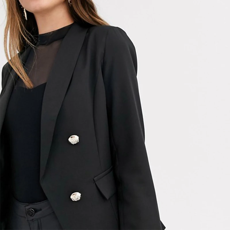 Women DOUBLE BREASTED BUTTON blazer women formal suits office lady