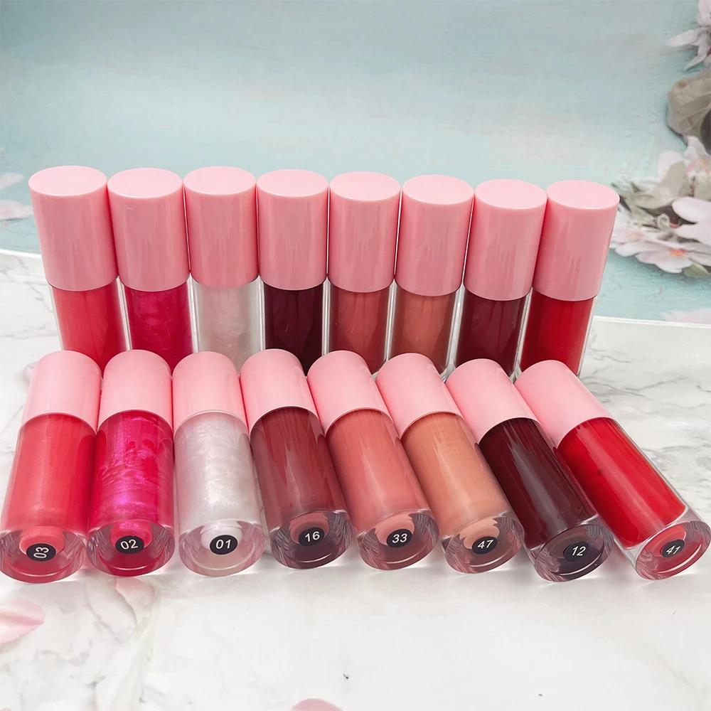 Vegan Clear Nude Lipgloss Vendor Round OEM Lip gloss Tubes Packaging 6ml Clear Lip Gloss Tubes With Big Brush Big Wand