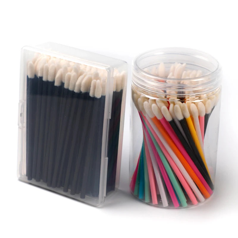 Free Samples Pink Black Handle Gloss Lipgloss Flocking Cleaning Stick Lipliner Lipstick Brush Lip Applicator Disposable Wand