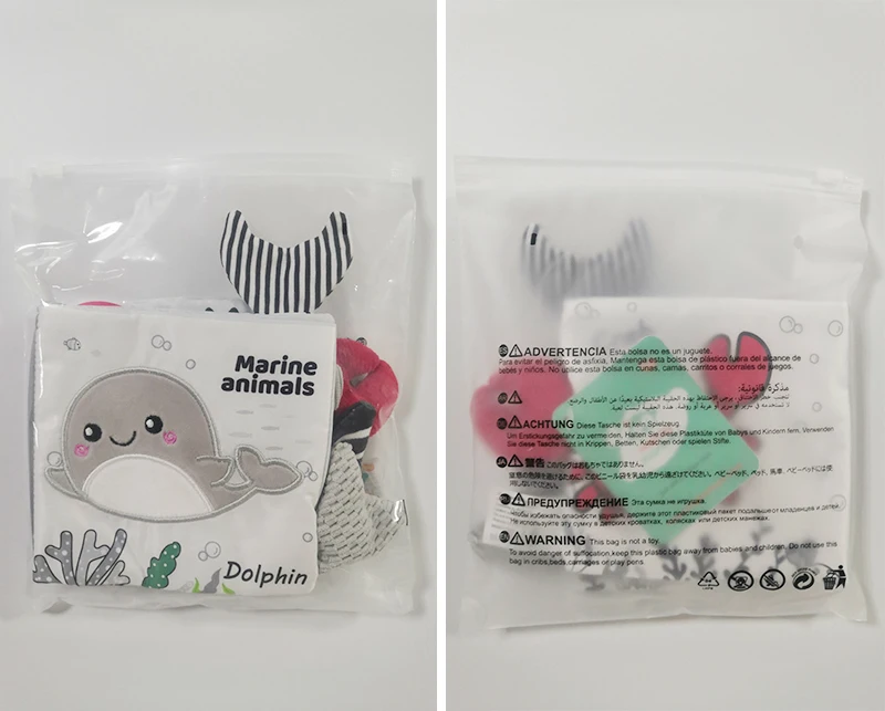 Black and white tail cloth book baby early education palm Book ring paper toy T034