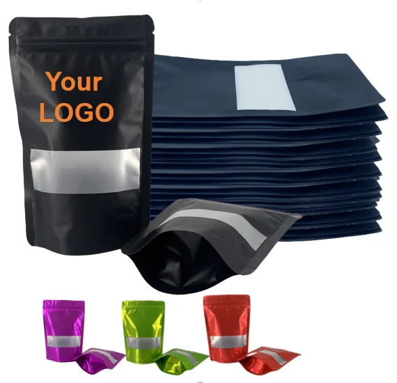 Biodegradable Custom Printed Aluminum Foil Plastic Packaging Ziplock Doypack Stand up Pouches Bags for Food Package With Window