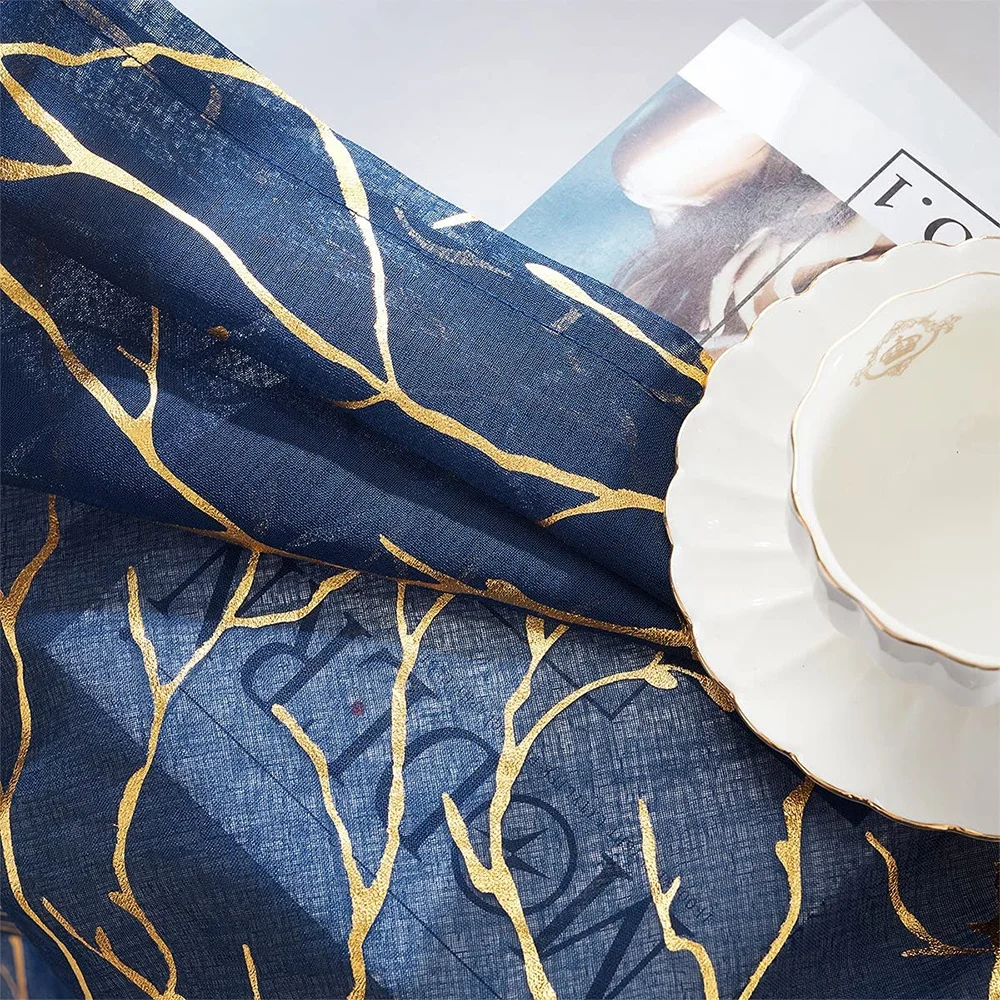 Window curtain manufacturer Metallic  Foil Tree Print sheer Curtains ring top for Living Room