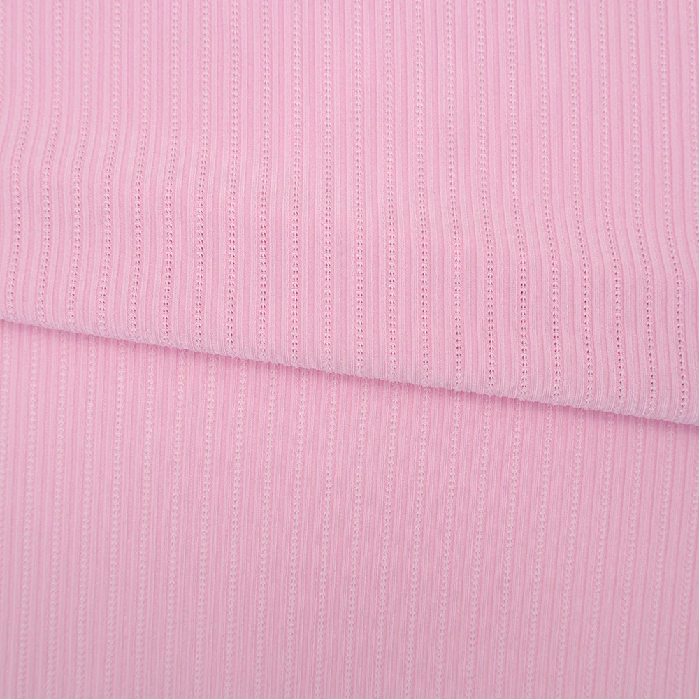 Fabrics and Textiles wholesale Custom rib knit fabric polyester spandex ribbed knitted jersey fabric for dress making