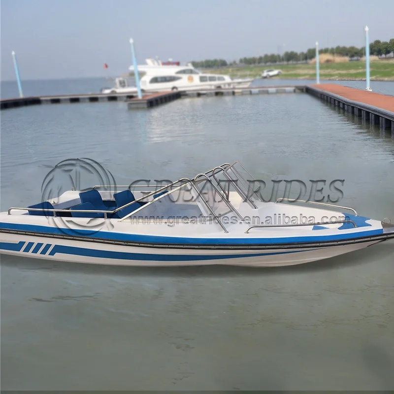 Flush Deck Vessel Speed Boat 4.68 Meters 6 Passengers Fiberglass Boat Fun And Exciting Ocean Play Equipment