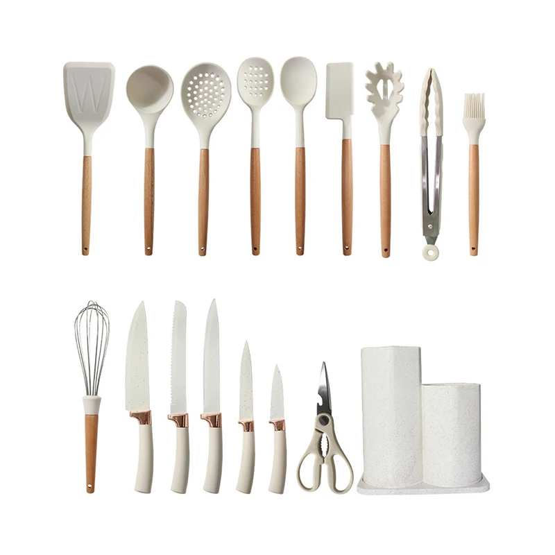 17/18 PCS Silicone Cooking Kitchen Utensils Set Non-stick Silicone Stainless Steel Kitchen Utensil Set