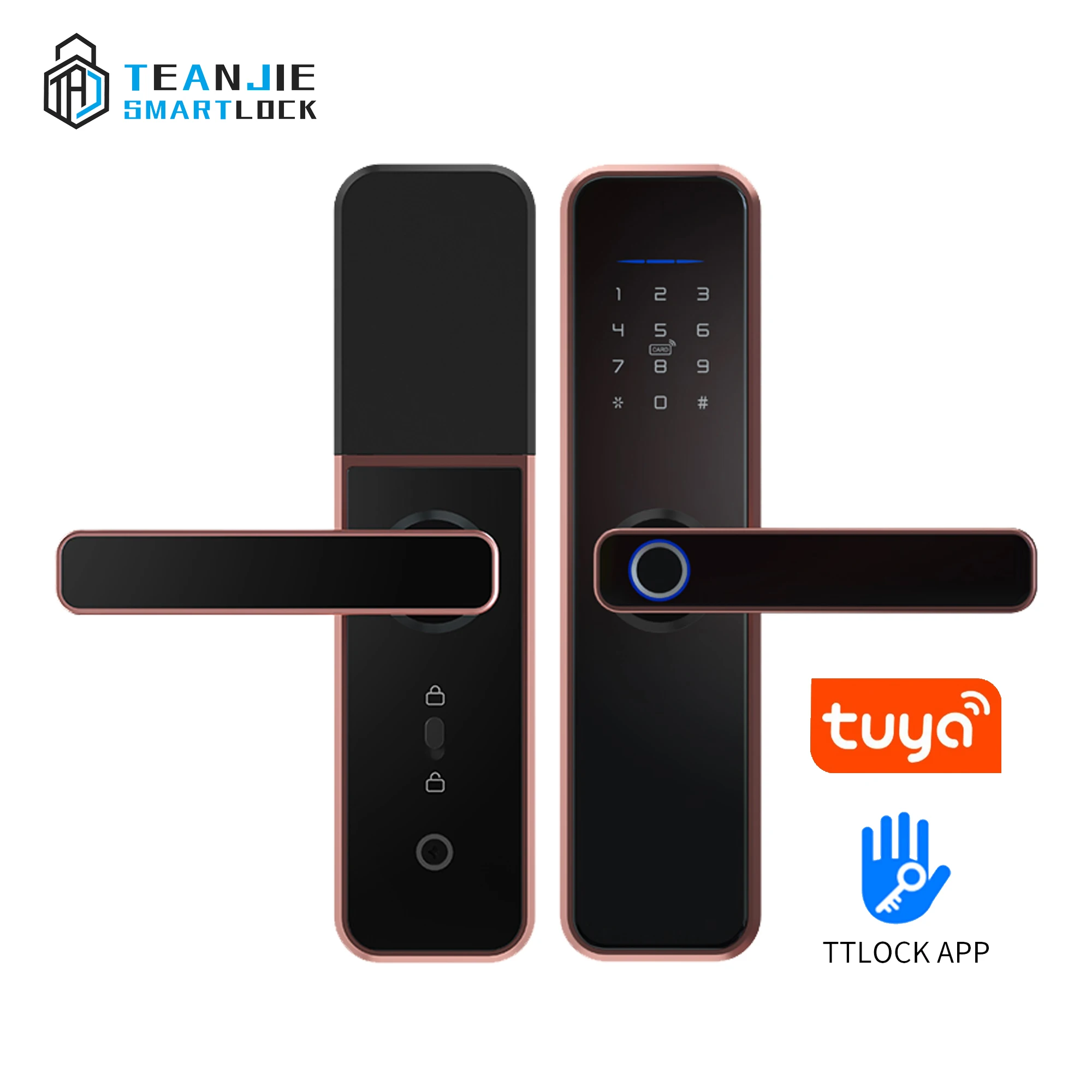 WiFi Biometric Fingerprint Main Digital Card Keyboard Automatic Lock Door with TTlock Or Tuya App