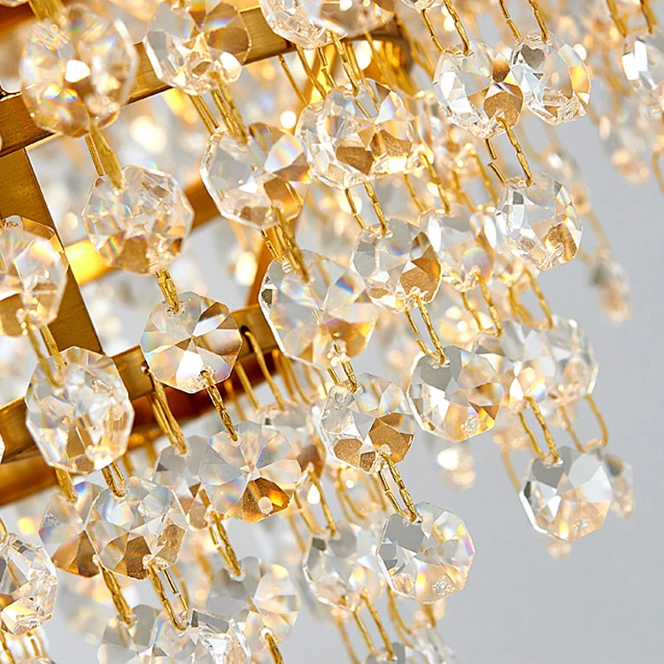 DLSSLIGHTING Modern Indoor Hotel Villa Pendant Lighting Luxury Stainless Steel Crystal Chandeliers