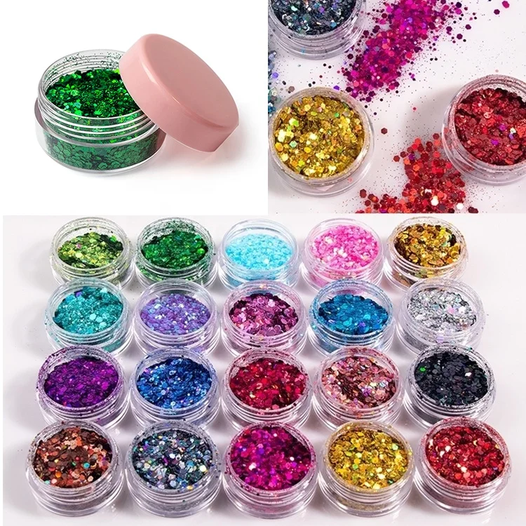 New Wholesale Halloween Reflective Glitter Shadow Flakes Face Star Body Glitter Chunky