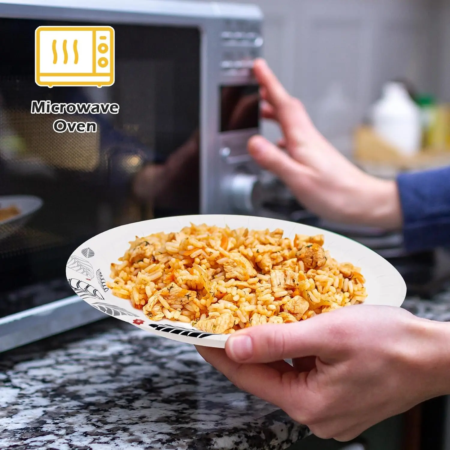 Paper Plates 10 inch Soak Proof, Cut Proof, Heavy Duty Leaf Printed Disposable Paper Plates for Everyday Use