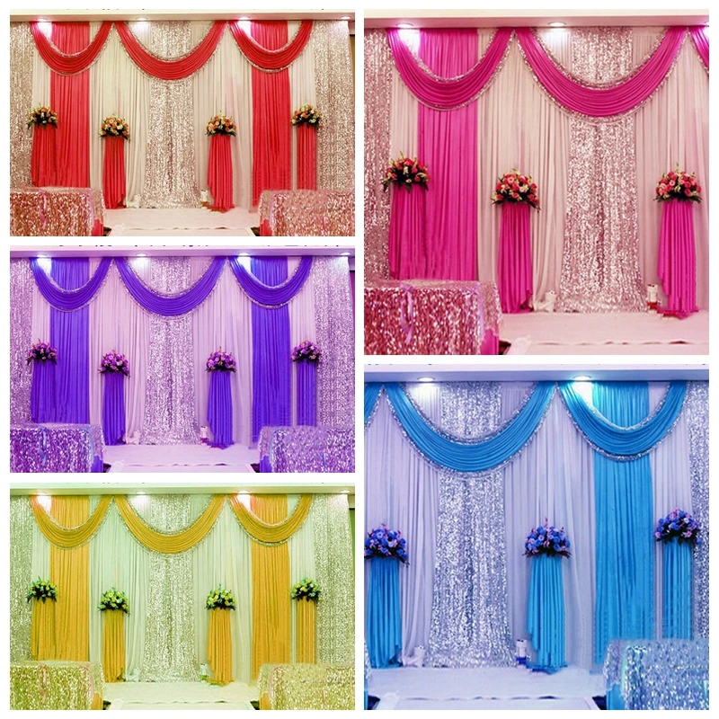 LZB027 Latest Design Hot Pink and White Pipe and Drape Wedding Backdrop for Sale