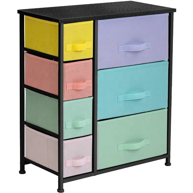 High quality Linen/Natural Design Vertical Dresser Storage Tower - Sturdy Steel Frame Wood Top with 5 Drawer