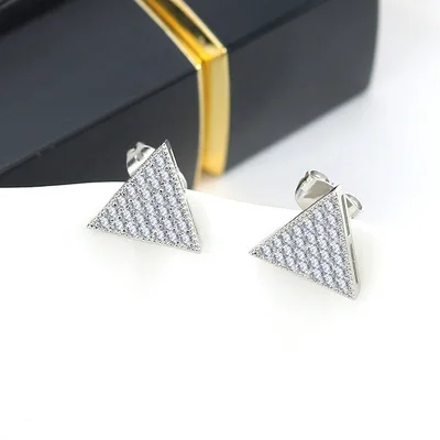Korean Fashion Creative INS Small Fresh Triangle Zircon Stud Earrings Diamond Ball Earrings