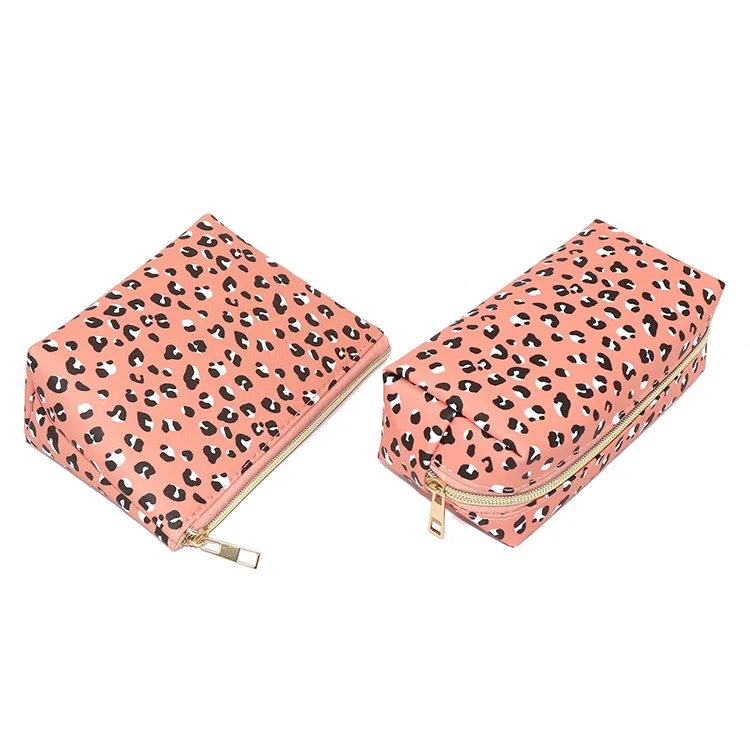 Leopard Print Makeup Toiletry Pu Leather Waterproof Set of Cosmetics Travel Bag