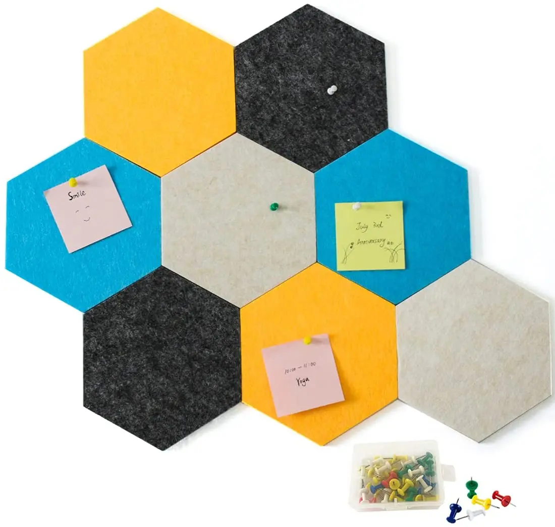 Hexagon Cork Board Tiles,Colored Felt Bulletin Board,Self-Adhesive Pin Boards Perfect for Office/Home/Classroom/Dorm Room Decor