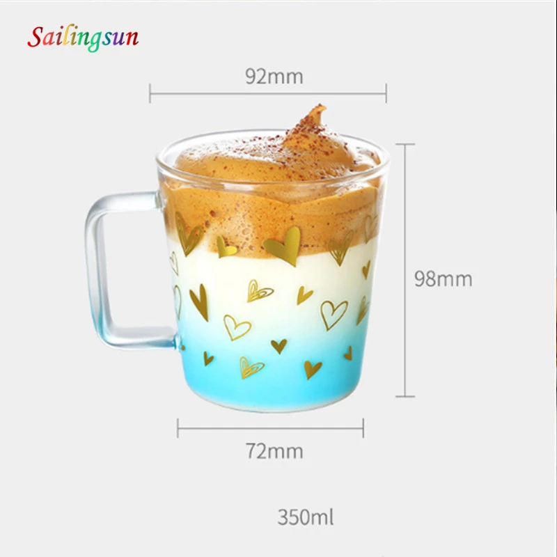 golden decal brief simple style thermo colored borosilicate glass tea coffee mug