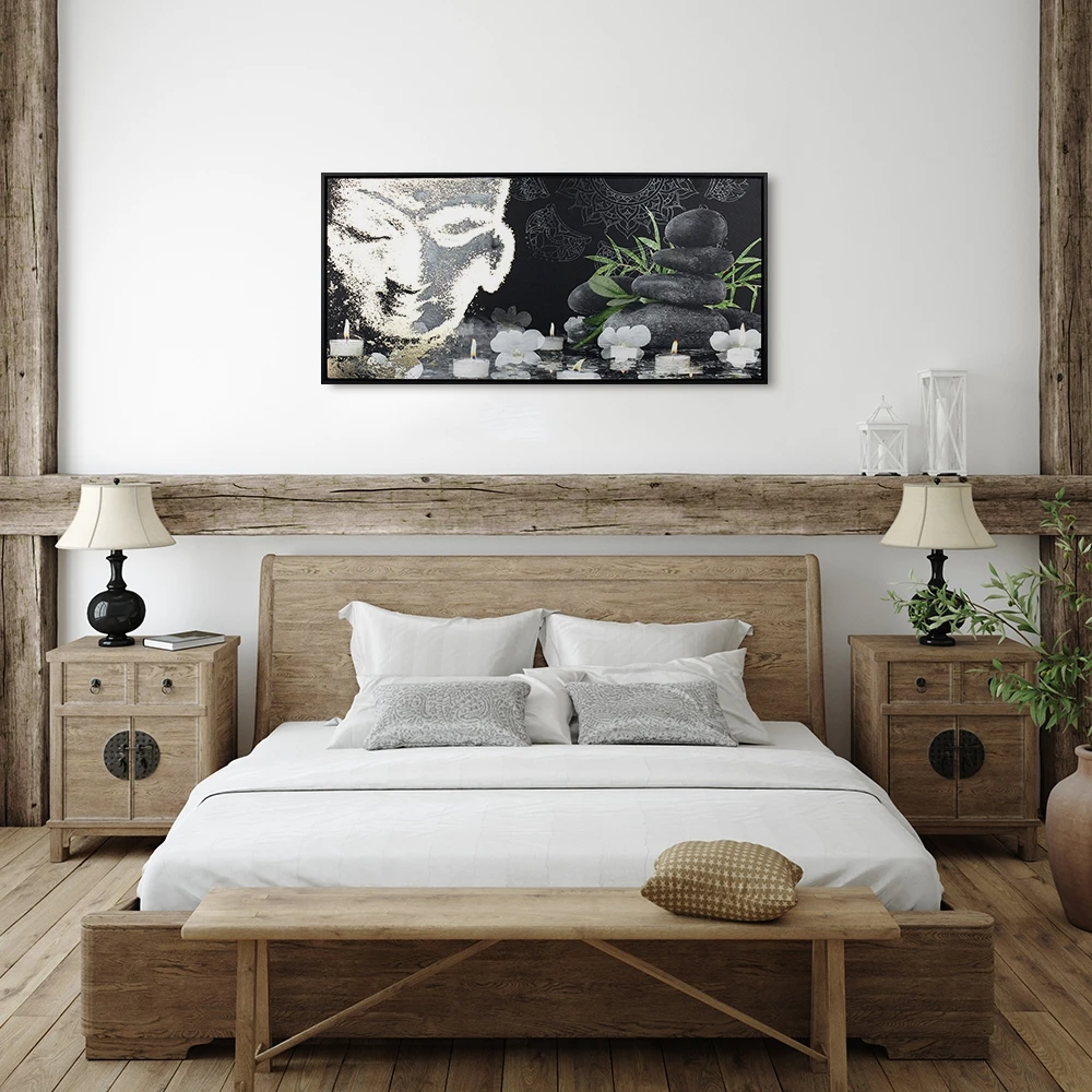 Verified manufacturers Wholesale Hot Selling Home Decoration Modern Gold Foil Canvas Art Abstract Buddha Printing Hand Made Art