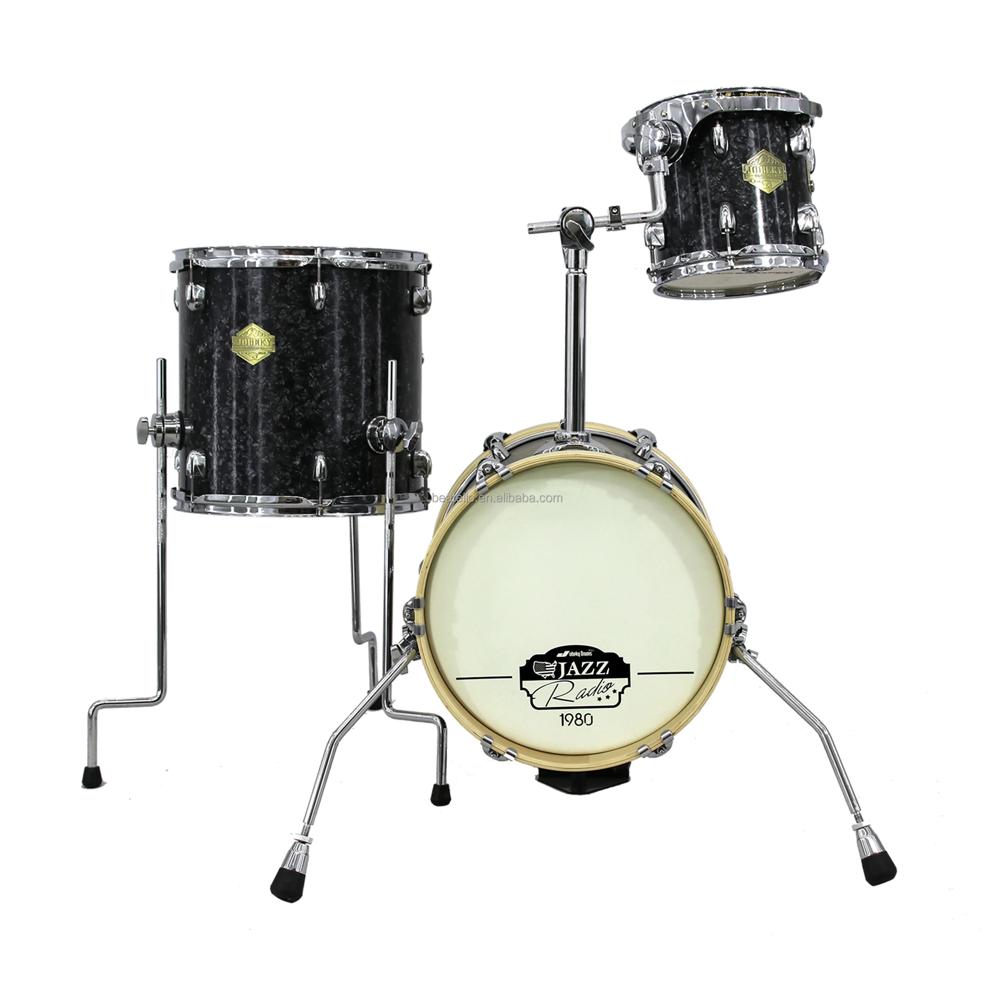 JOBEKY Jungle Drums Set Beginners Portable Super Travel Drum Set Bass Drum & Tom-tom 3-piece Percussion Instrument