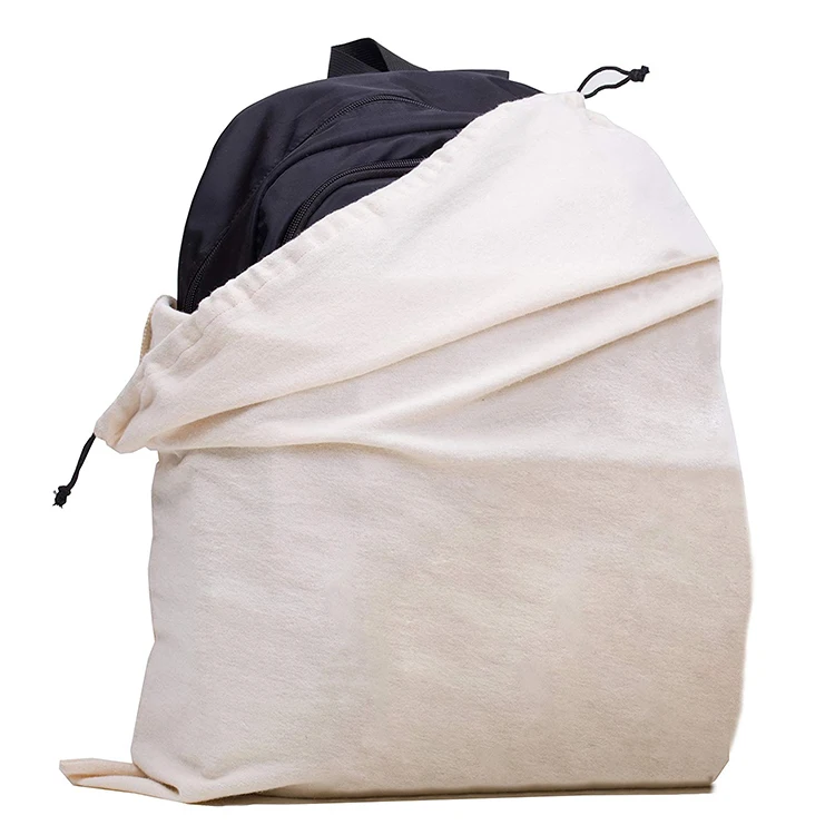 Wholesale breathable dust-proof storage pouch cotton bag with drawstring