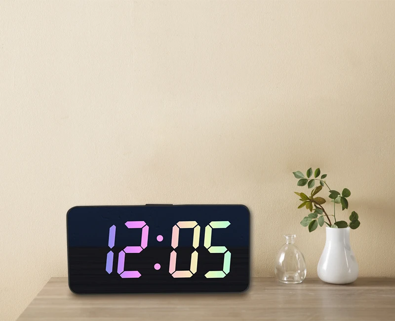 EMAF Bedside Alarm Clock with  LED Display USB Battery Powered with Temperature Snooze Date Adjustable Brightness