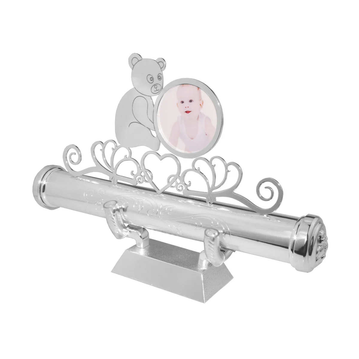 wholesale custom sleek metal paper certificate scroll holders photo frame baby keepsake birth certificate tube holder with stand