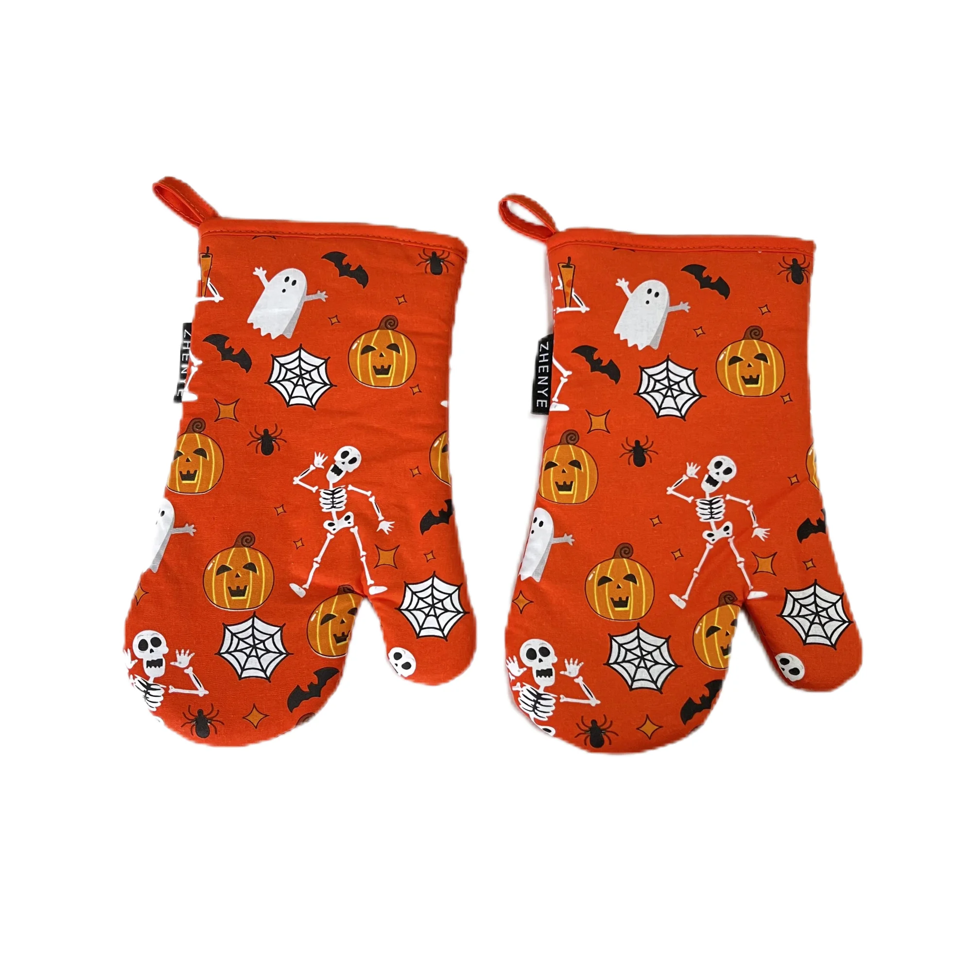 Heat Resistant Baking Cooking Microwave Cotton Polyester Kitchen Oven Bbq Grill Barbecue Customized Heat Proof Gloves Mitts Oven