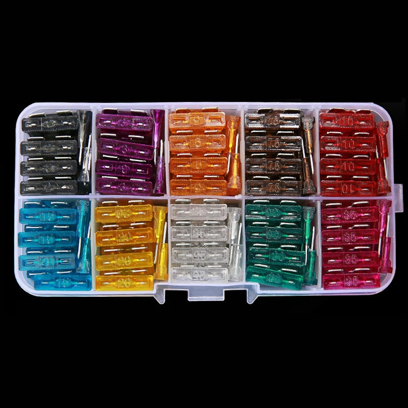 Car Fuse Assortment Set Profile Middle Size Blade Type Fuse Auto Car Truck 2-35A Fuse with Box Clip