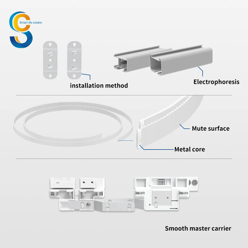 Flexible Ceiling Mount Room Divider 1.2-4.5m Smart Telescopic Motorized Simple Curtain Rod With Track