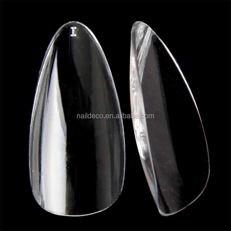 Super Clear Almond 12 size Short Acrylic Nail Art Tips Gel Material Wholesales Price