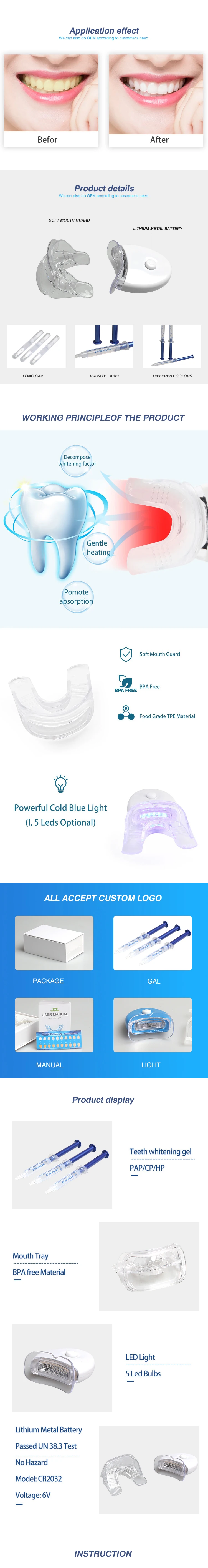 Private Label Cleaning ultrasound whitening teeth lite 200 teeth whitening lamp kit with blue