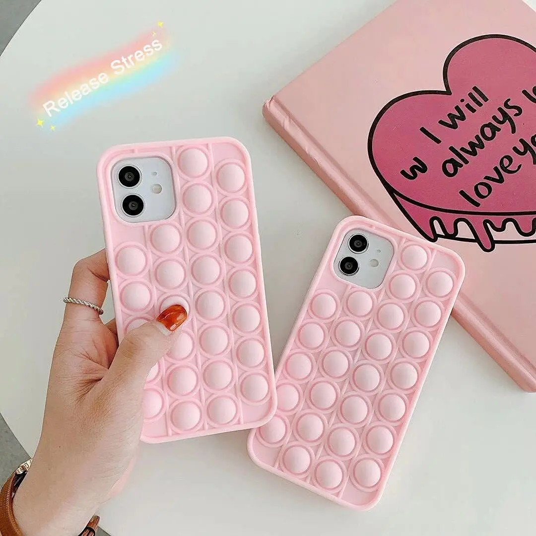 Fast Dispatch stocked Easycosy Mobile Phone Protective Shell Push Bubble Fidget phone case Toys for i-Phone 11 PRO 12 13 Pro Max