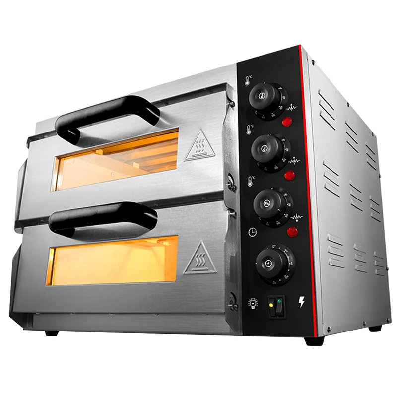Multifunctional High Efficiency Mechanical Timer Control 2 Decks Electric Pizza Baking Oven