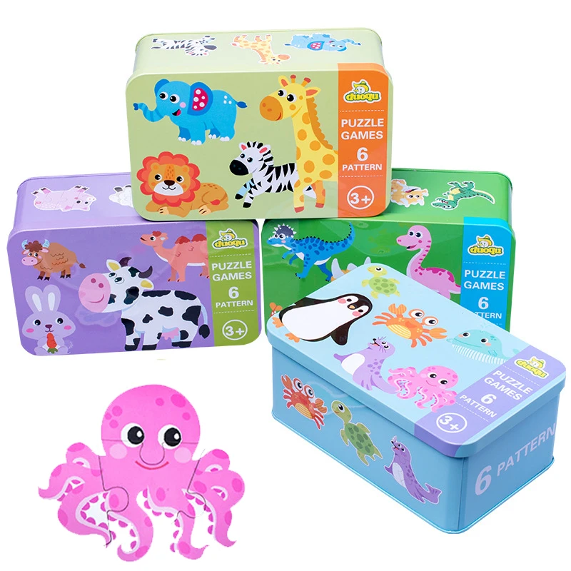 
Montessori 3d Wooden Puzzle l Geometry Shape 3D Jigsaw Puzzle for with Iron Box Montessori Educational Toys for Children Gifts 