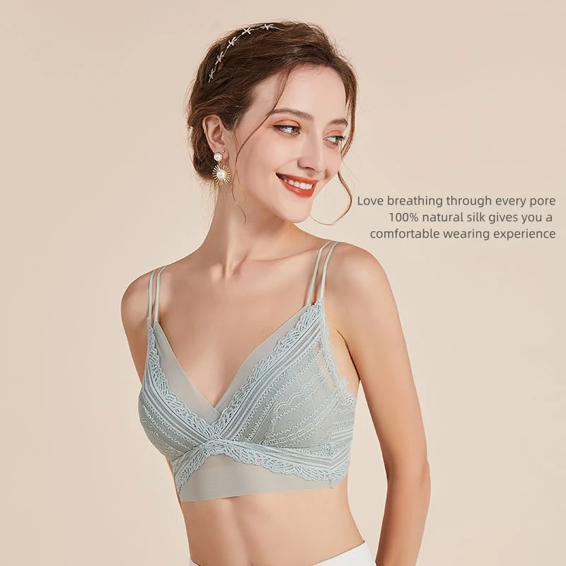 New Girl Lace Hot Sexy Fancy Lady silk underwear sexy black silk bra ice silk seamless bra