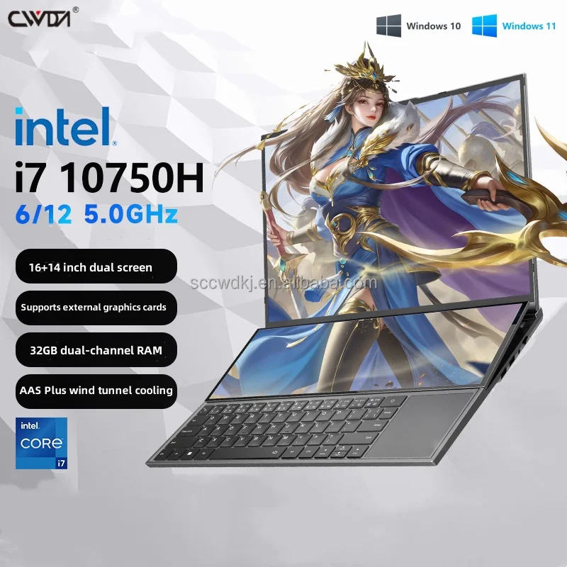16 Inch IPS 14' Touch Screen  Gamer Computer Intel I7  DDR4 USB3.0 Dual Screen Business Laptop