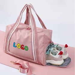 Swimming carry on gym sport bag fashion  weekender waterproof luggage women pink duffle travel bags with shoe pouch