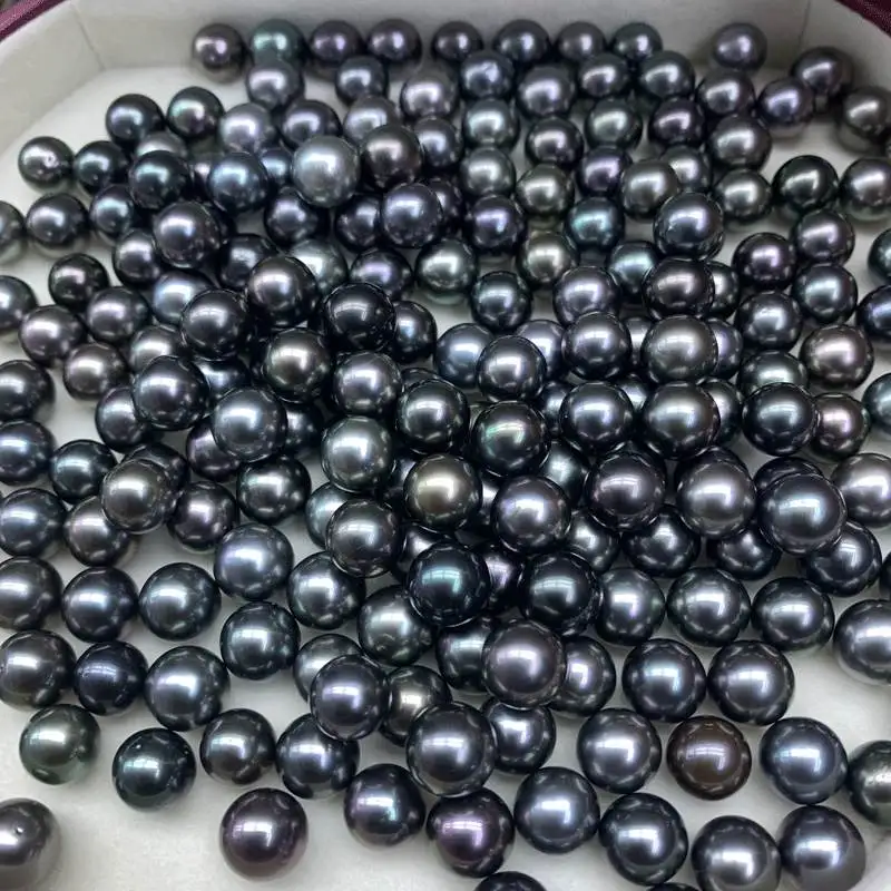 Wholesale grade 4A perfect no flaw smooth 9-10mm black loose natural Tahitian black pearl
