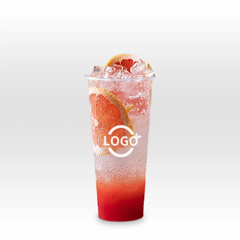 China Factory Custom logo Bubble tea cup 16 oz 500ml 24oz 700ml Custom U Shape plastic cup with lid Thick hard milk tea boba cup