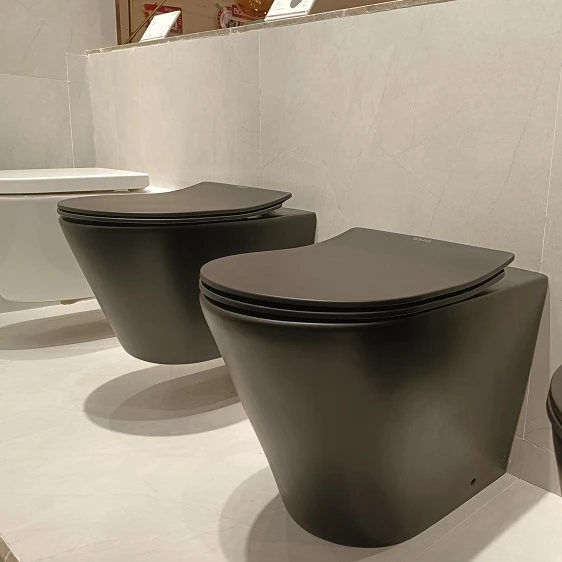 Bolina W8591High quality wall-hung hanging rimless ceramic wall mounted bowl wc bathroom matt black color wall hung toilet