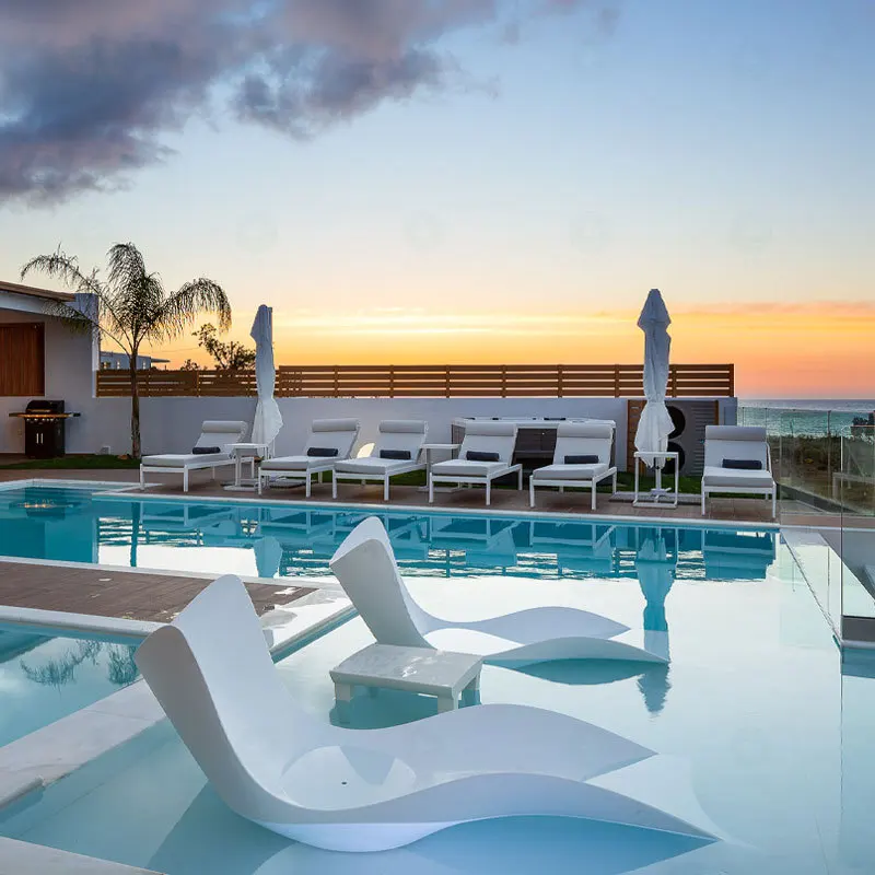 Factory Direct Sale Modern Hotel Beach Swimming Pool Chaise lounge Patio Set Garden Lounge Outdoor Furniture Plastic Sun Lounger