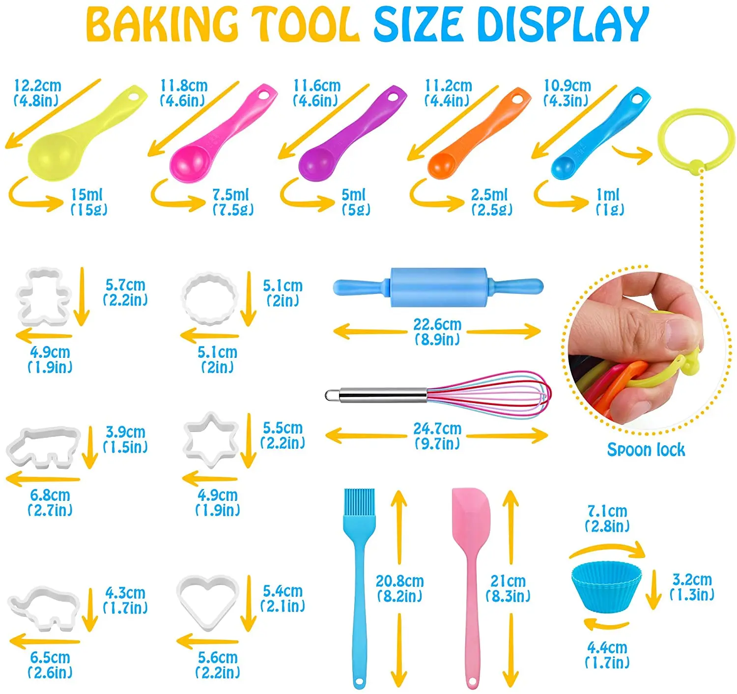  Amazon Hot 33 pcs Multifunctional Kids Baking Accessories Set with