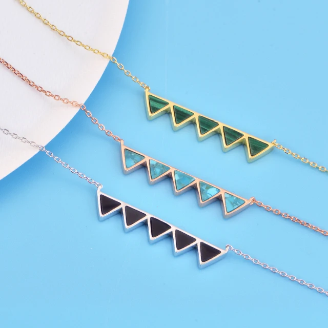 china factory custom women jewelry   925 silver  Natural stone rose gold women  necklace