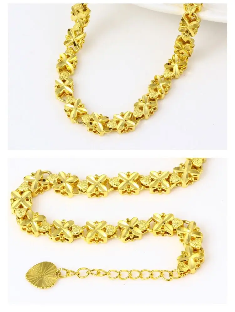 
Brass gold plated four leaf clover bracelet clover leaf bracelet lucky jewelry 