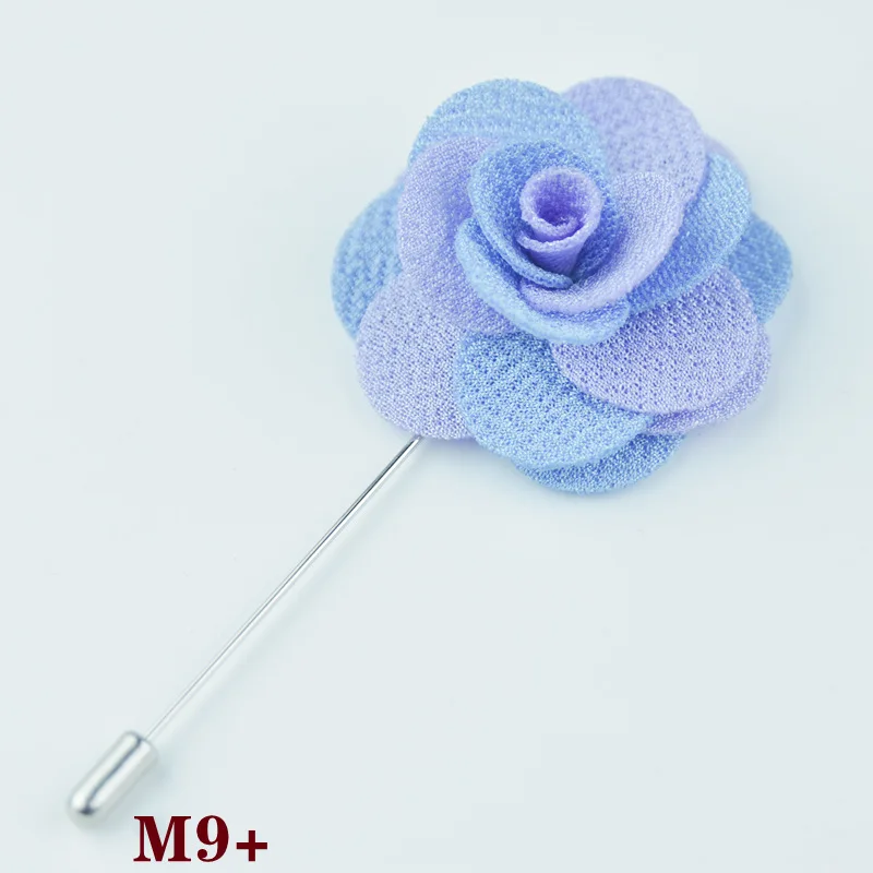Wholesale Price Satin Flower Brooch Pink and Blue Flower Lapel Pin Custom Fancy Wedding Boutonniere camellia flower brooch