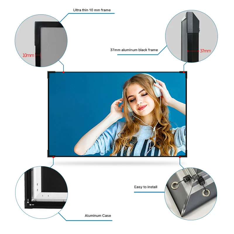 100 120 150 inch fixed frame projector screen 4K HD ALR short/long throw projection screen for Home theater