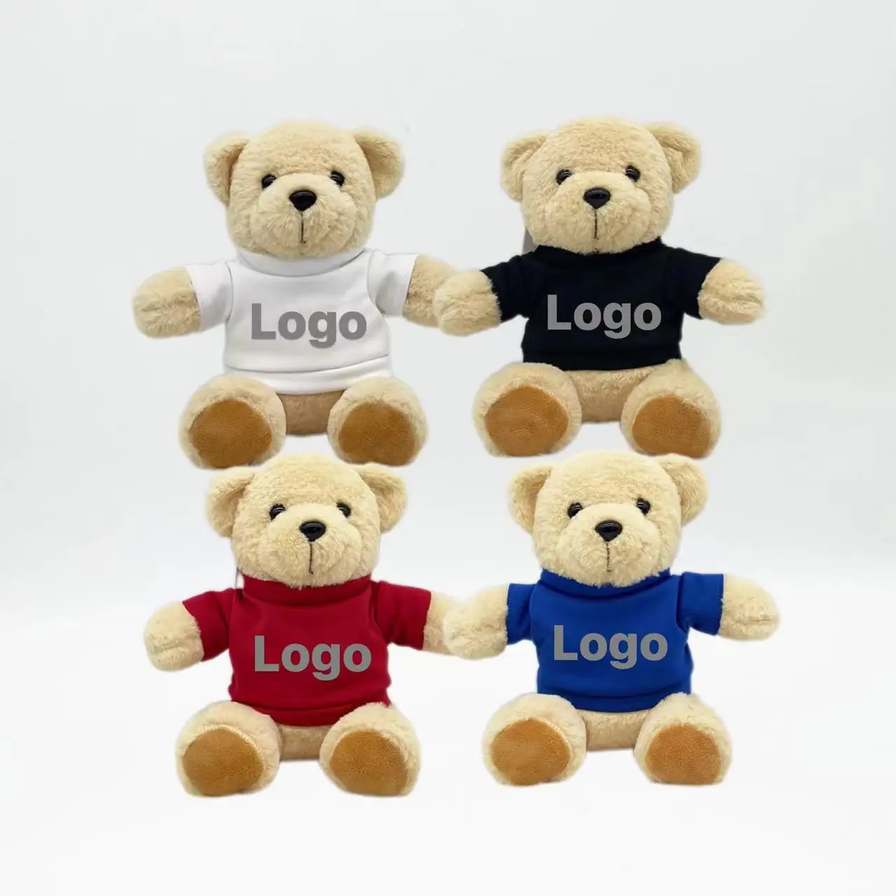 Customized logo teddy bear with logo plush toys sublimation stuffed sitting teddy bear dolls soft animal cartoon toys kids gift