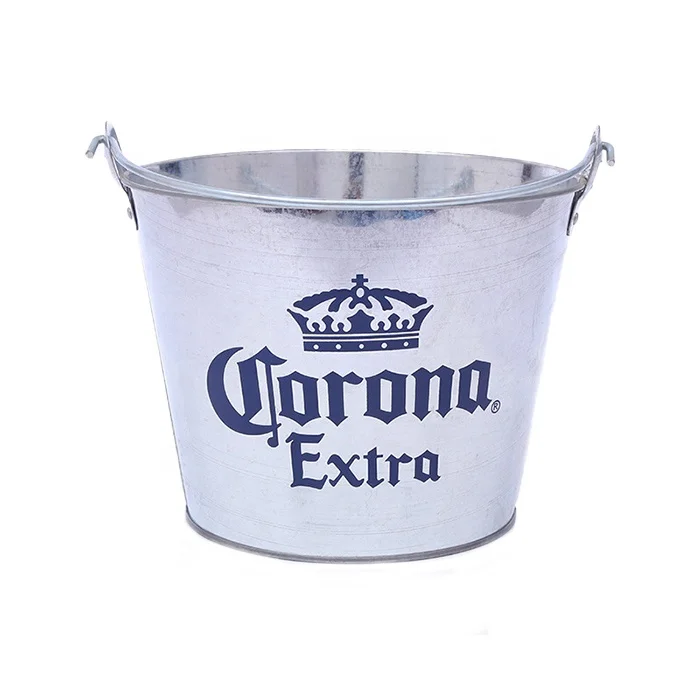 New Arrival Food Grade Ice Bucket Cooler Tin Galvanized Iron Metal Ice Bucket