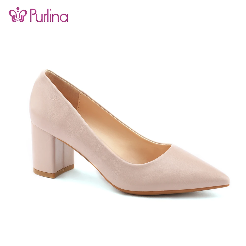 
Wholesale genuine leather chunky block high fashion heels 